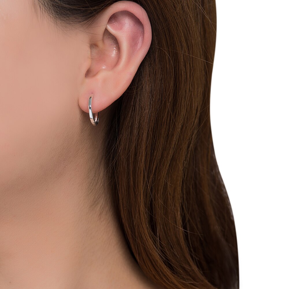 Silver Octagon Hoop Earrings
