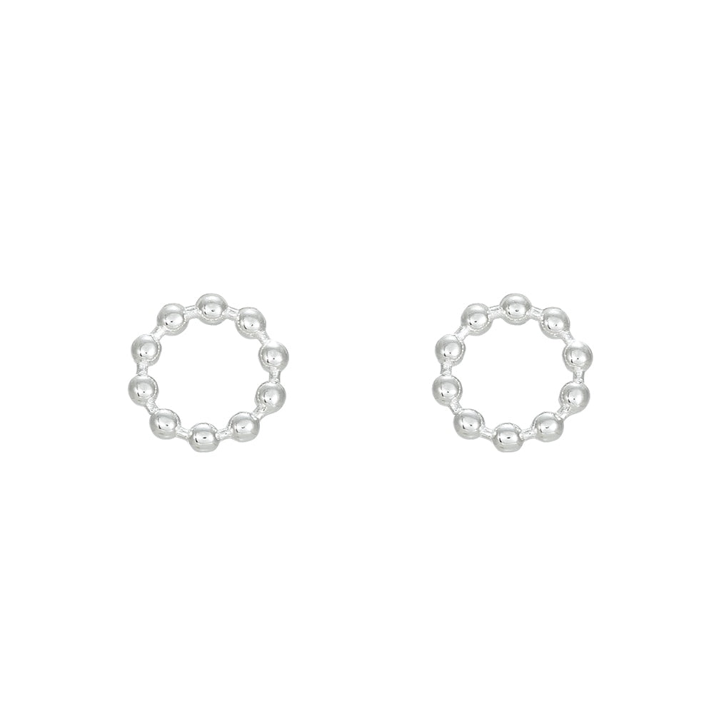 Bubbly Round Silver Stud Earrings