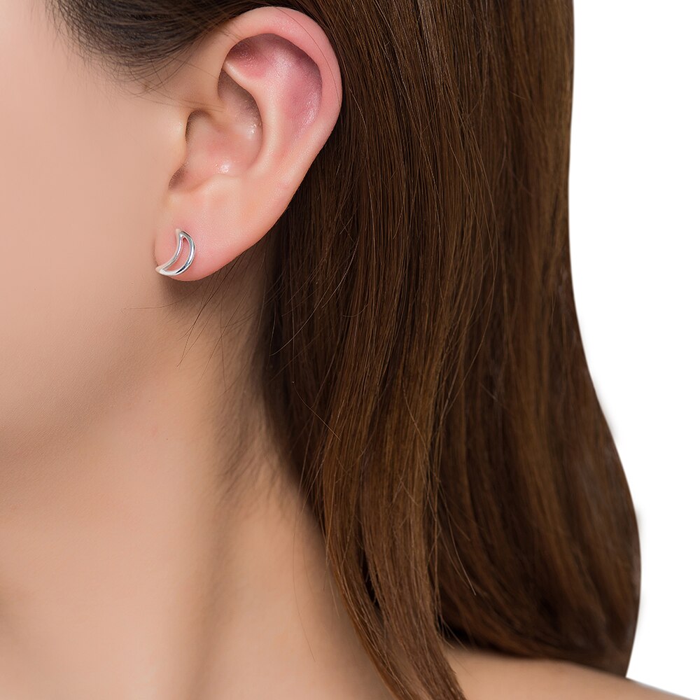 Cresent Silver Stud Earring