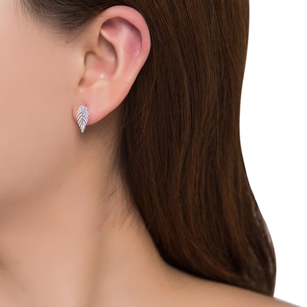 Leaf Silver Stud Earrings