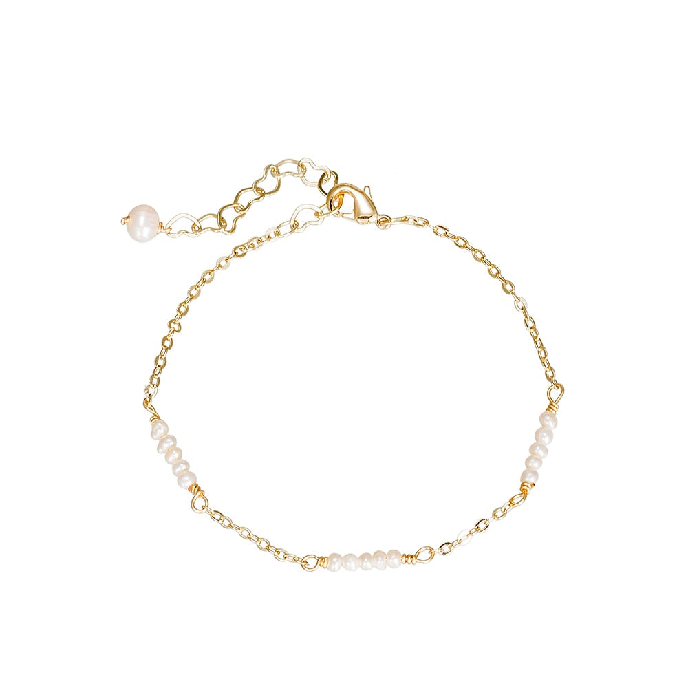 Gold Plated Beaded Pearl Bracelet