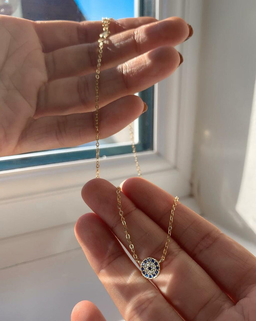 Evil Eye Sterling Silver Necklace in Gold - Sterling Silver