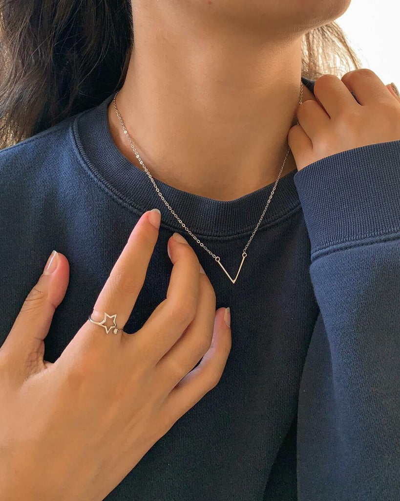 V Shaped Sterling Silver Necklace