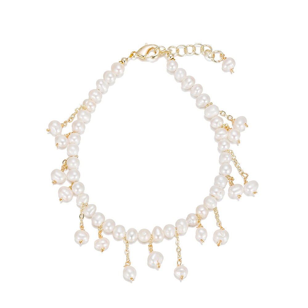 Gold Plated Beaded Bracelet with Pearl Charms