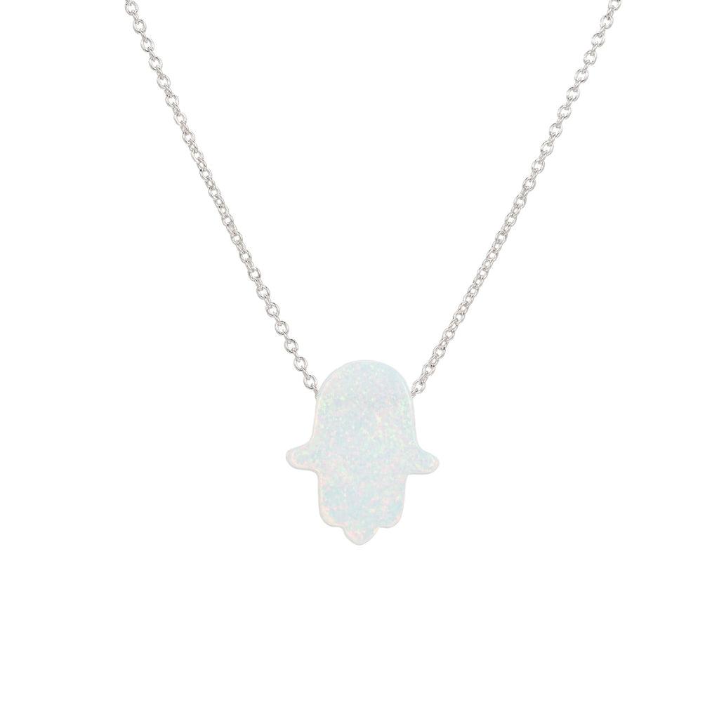 Sterling Silver White Opal Hand Necklace