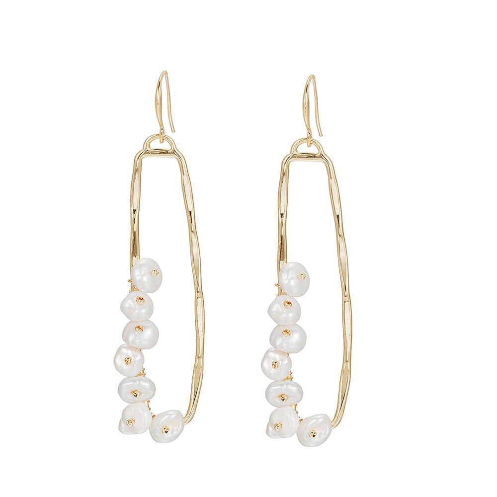 Gold Plated Bunch of Pearl Earrings