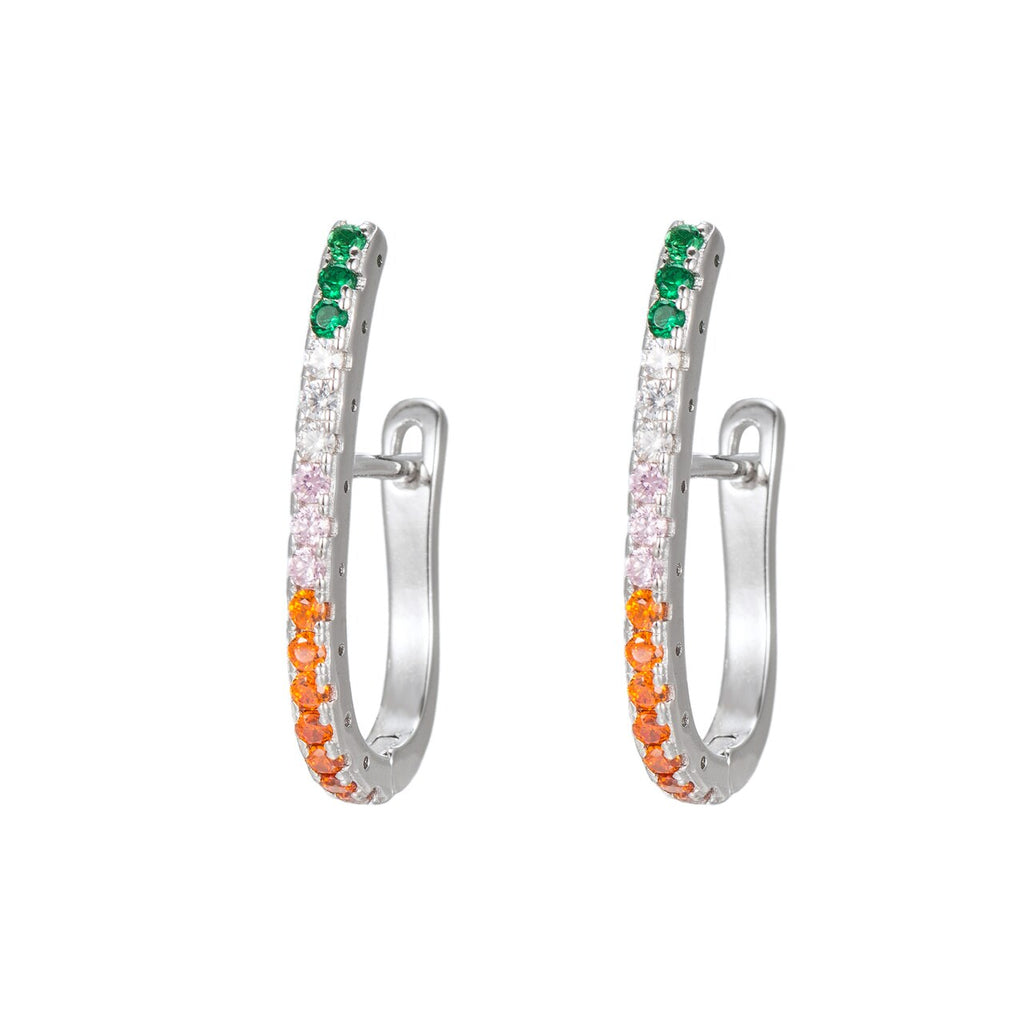 Sterling Silver CZ Hoop Earrings