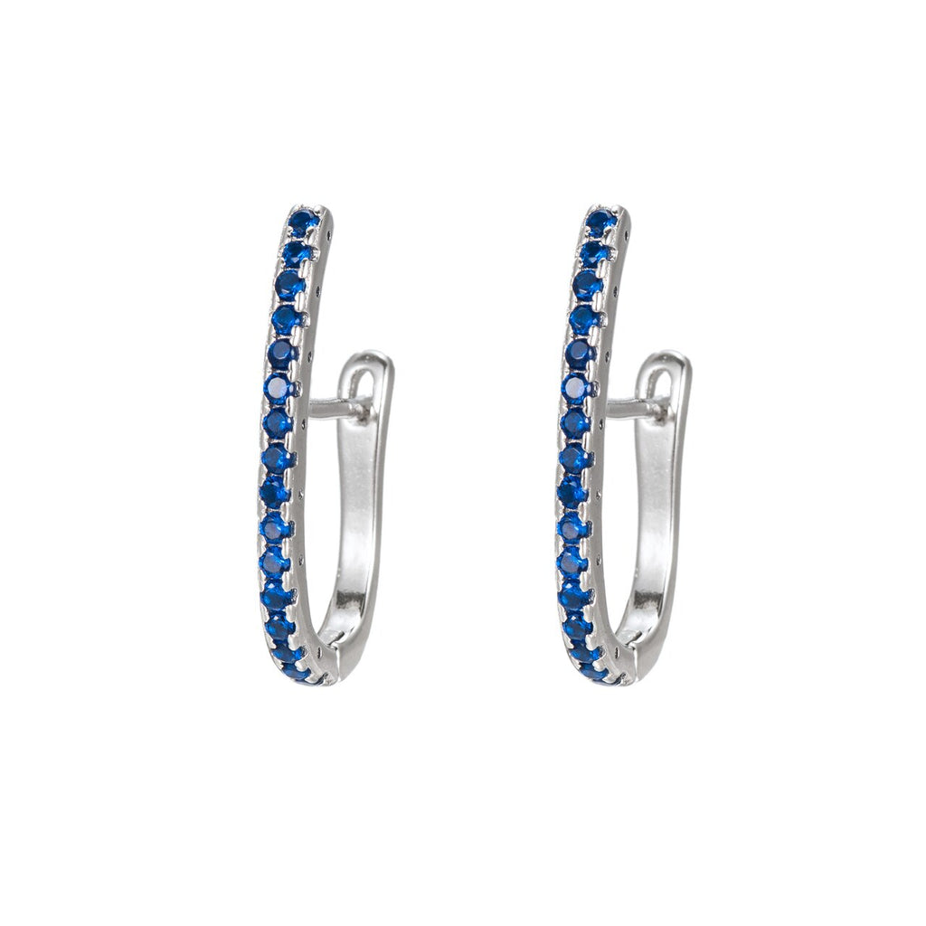 Sterling Silver CZ Hoop Earrings