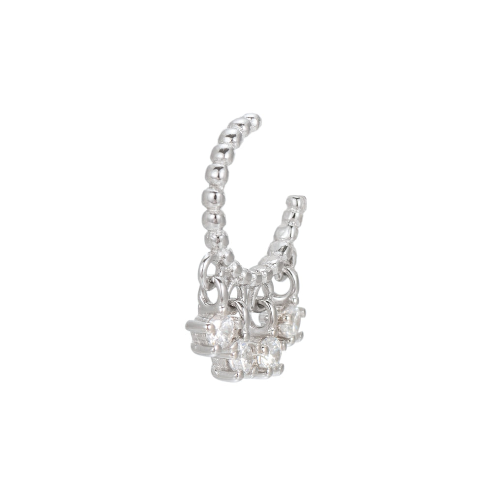 Sterling Silver CZ Star Dangly Hoop Ear Cuff