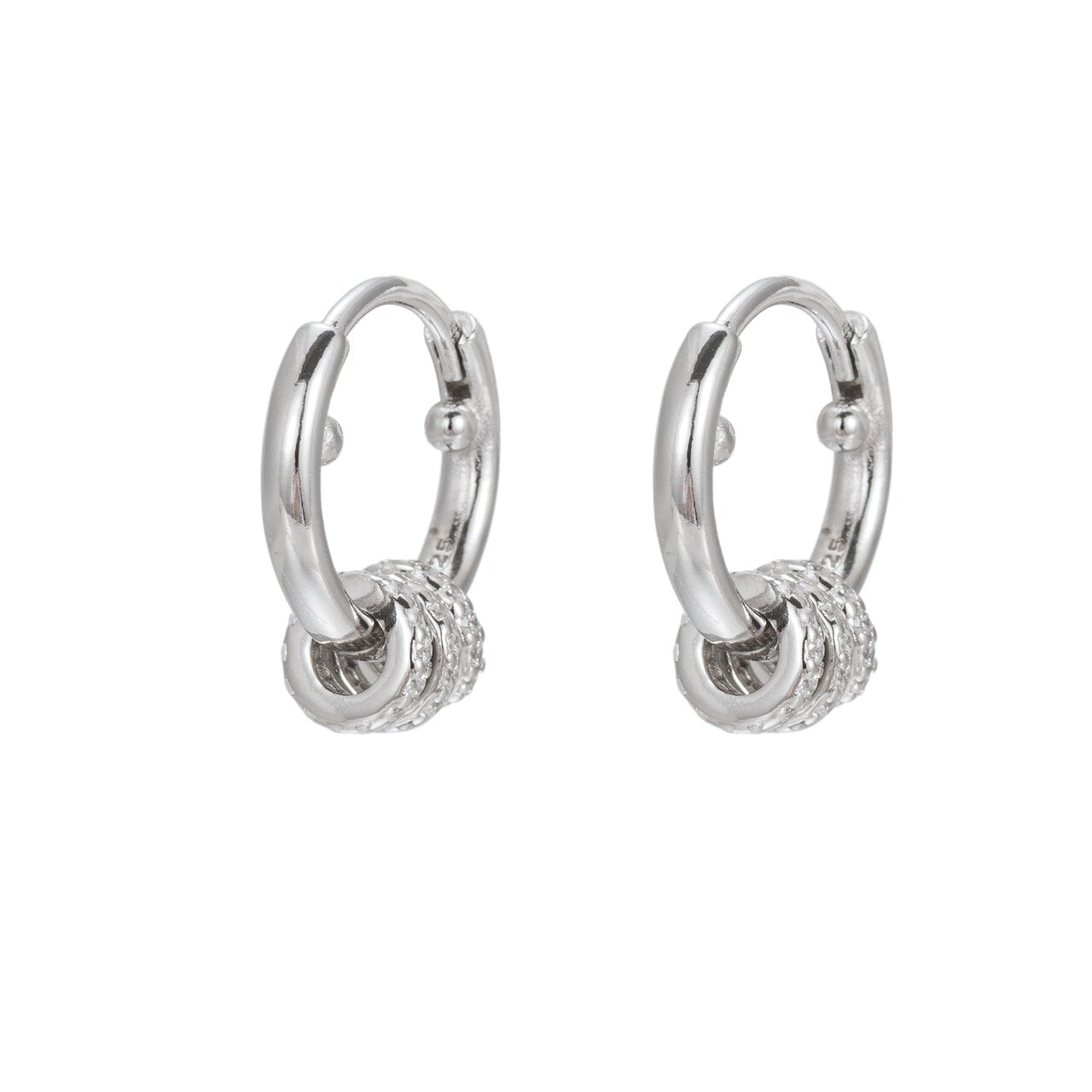 Sterling CZ Charm Hoop