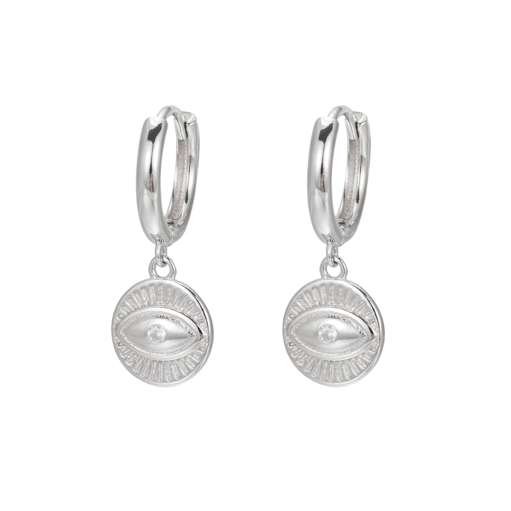 Sterling Silver Eye Huggie Earrings