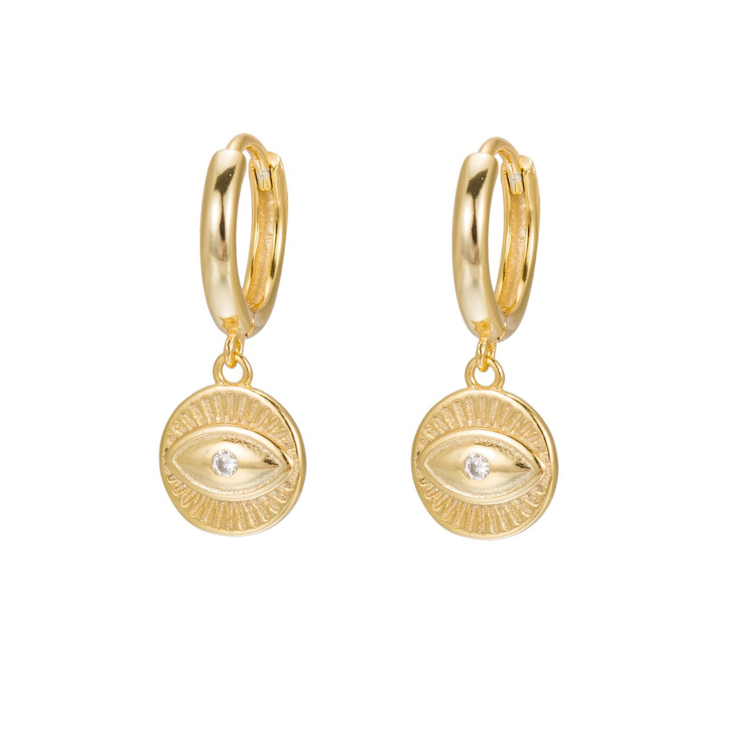 Sterling Silver Eye Huggie Earrings
