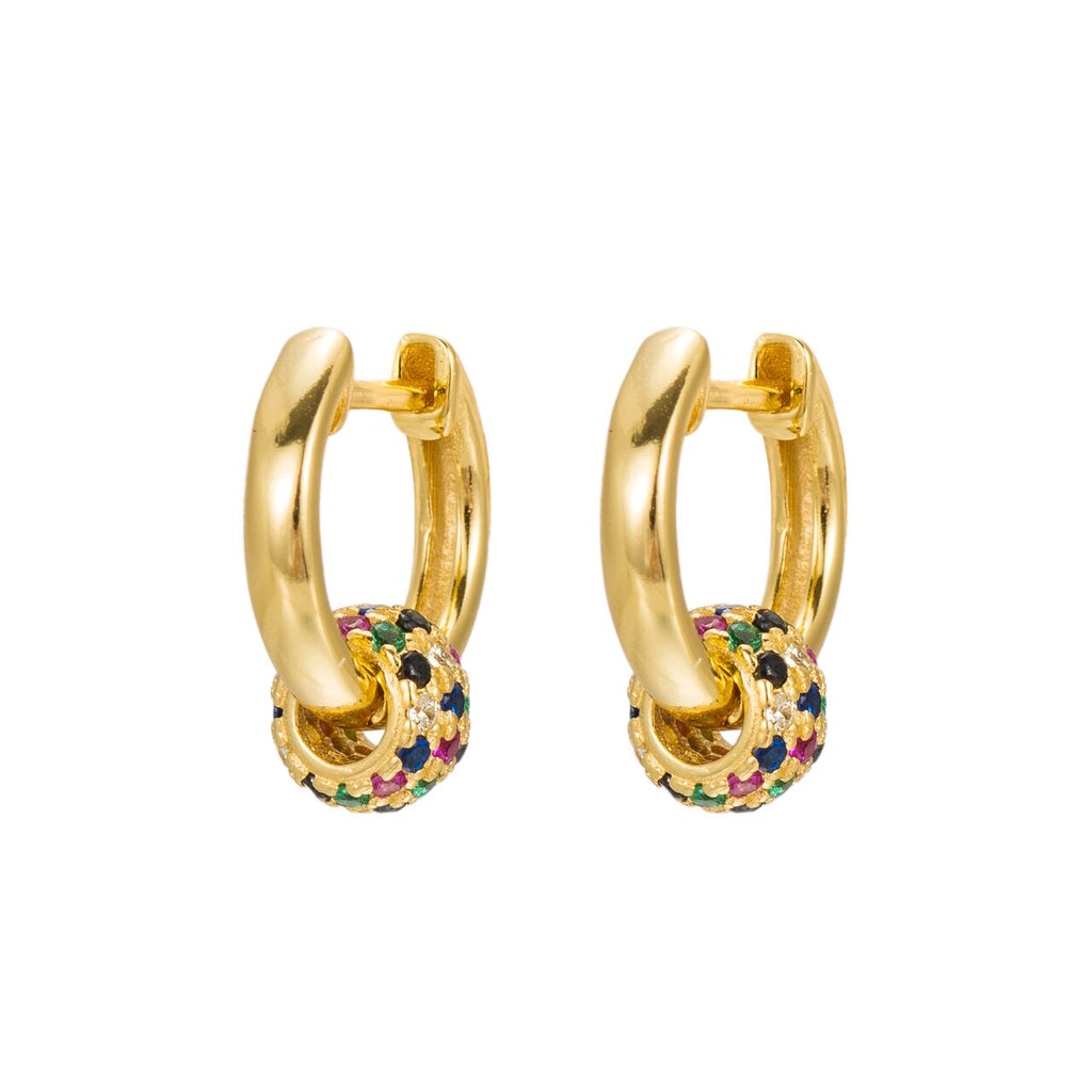 Sterling Silver Rainbow Charm Hoop Earrings