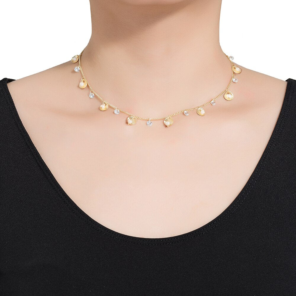 Gold Plated Beaded Pearl Necklace