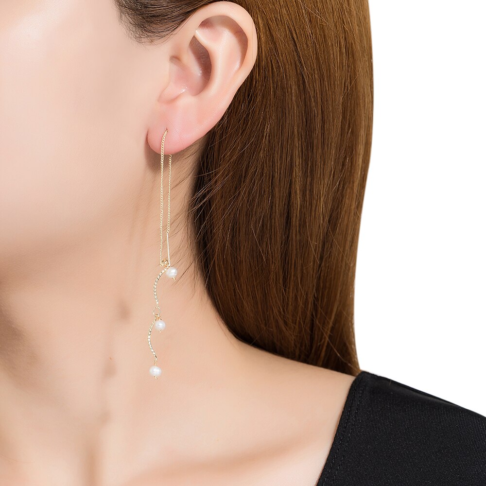 Dangly Round Freshwater Pearl Earrings