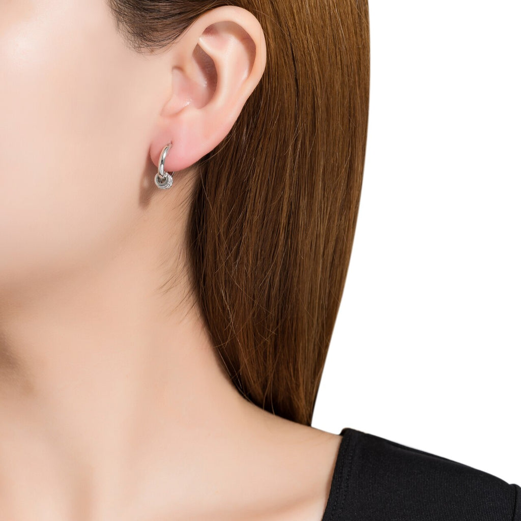 Sterling Silver CZ Charm Hoop Earrings