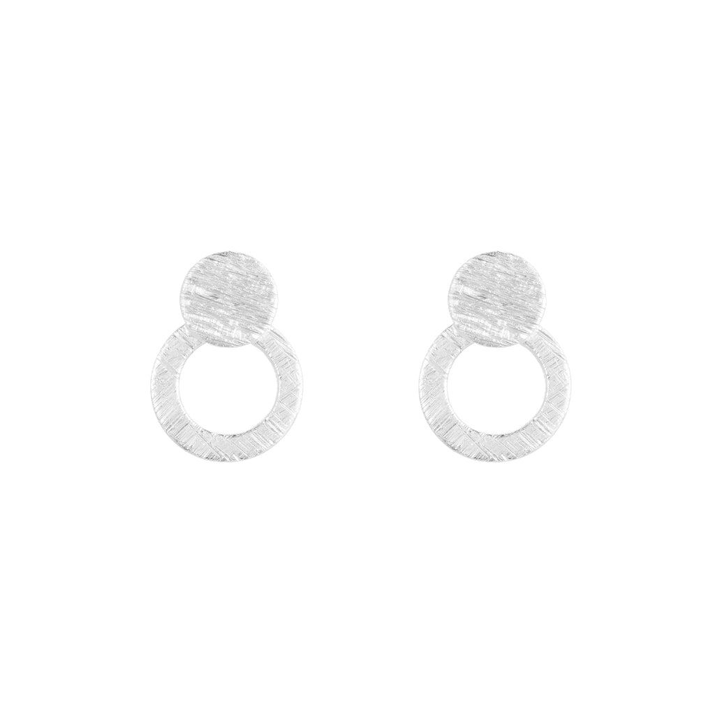 Sterling Silver Double Circle Stud Earrings