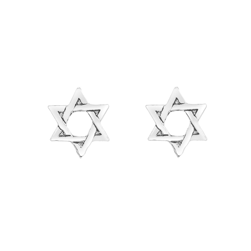 Sterling Silver Hexagram Star Stud Earrings