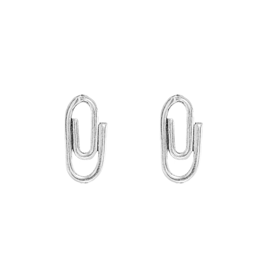 Sterling Silver Paper Clip Stud Earrings