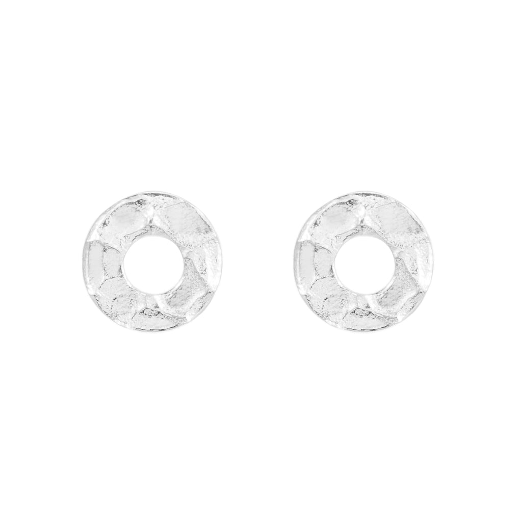 Sterling Silver Crater Circle Stud Earrings