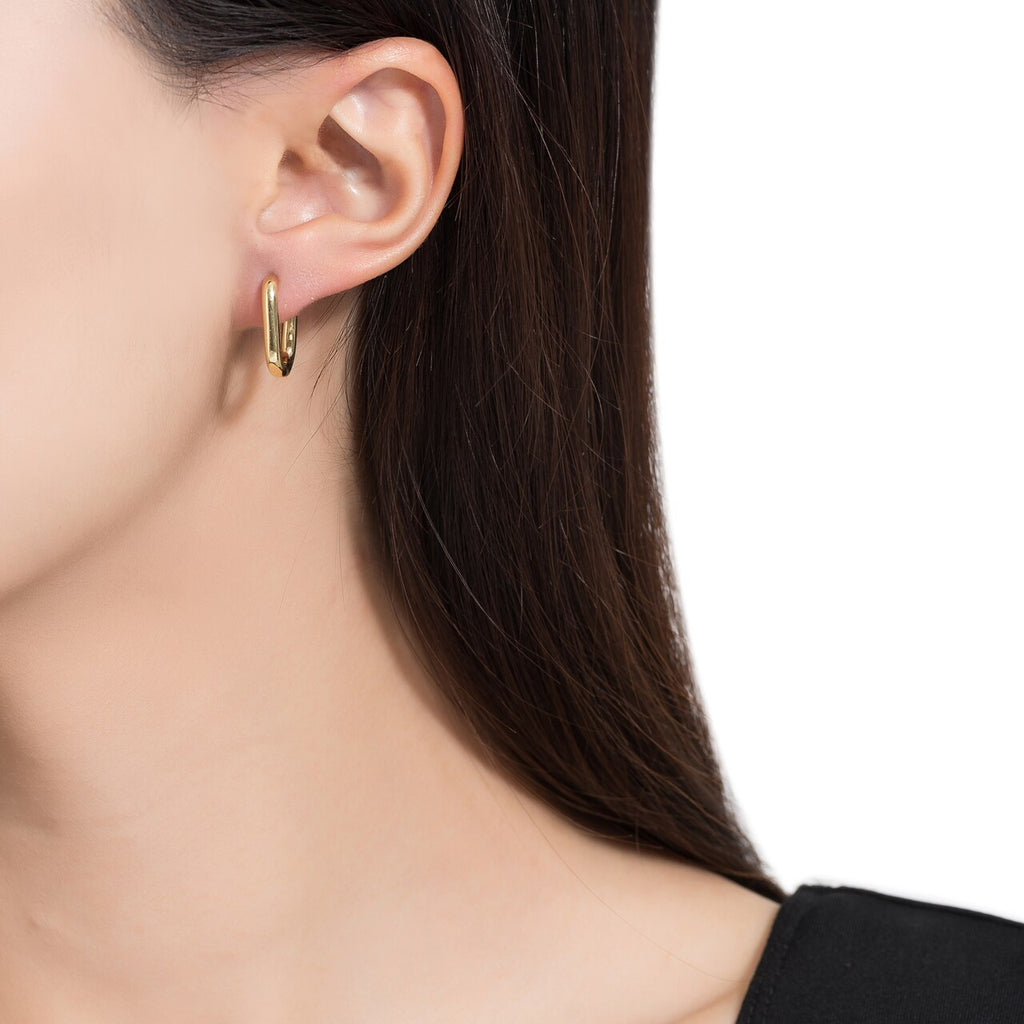 Gold Plated Small Ovate Hoop Earrings