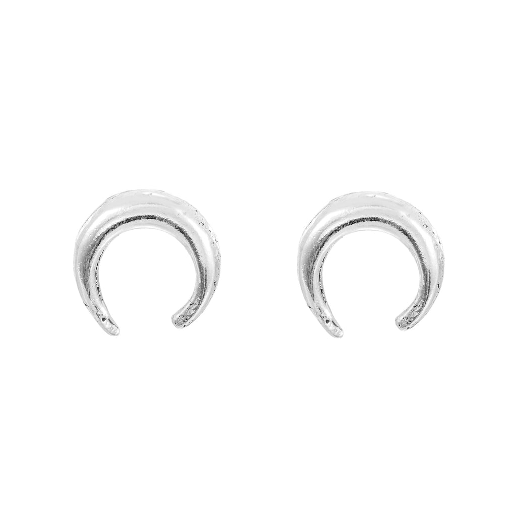 Sterling Silver Crescent Stud Earrings