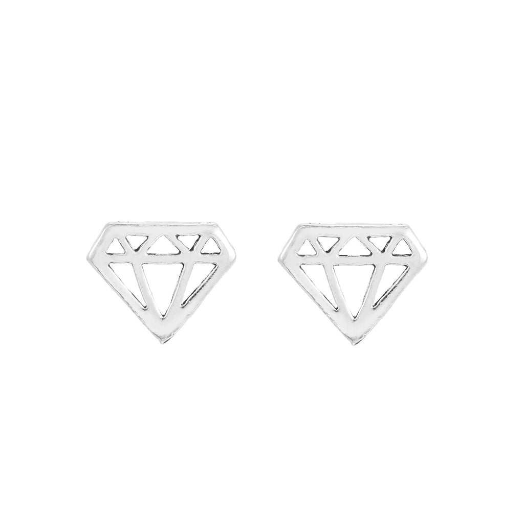 Sterling Silver Diamond Stud Earrings