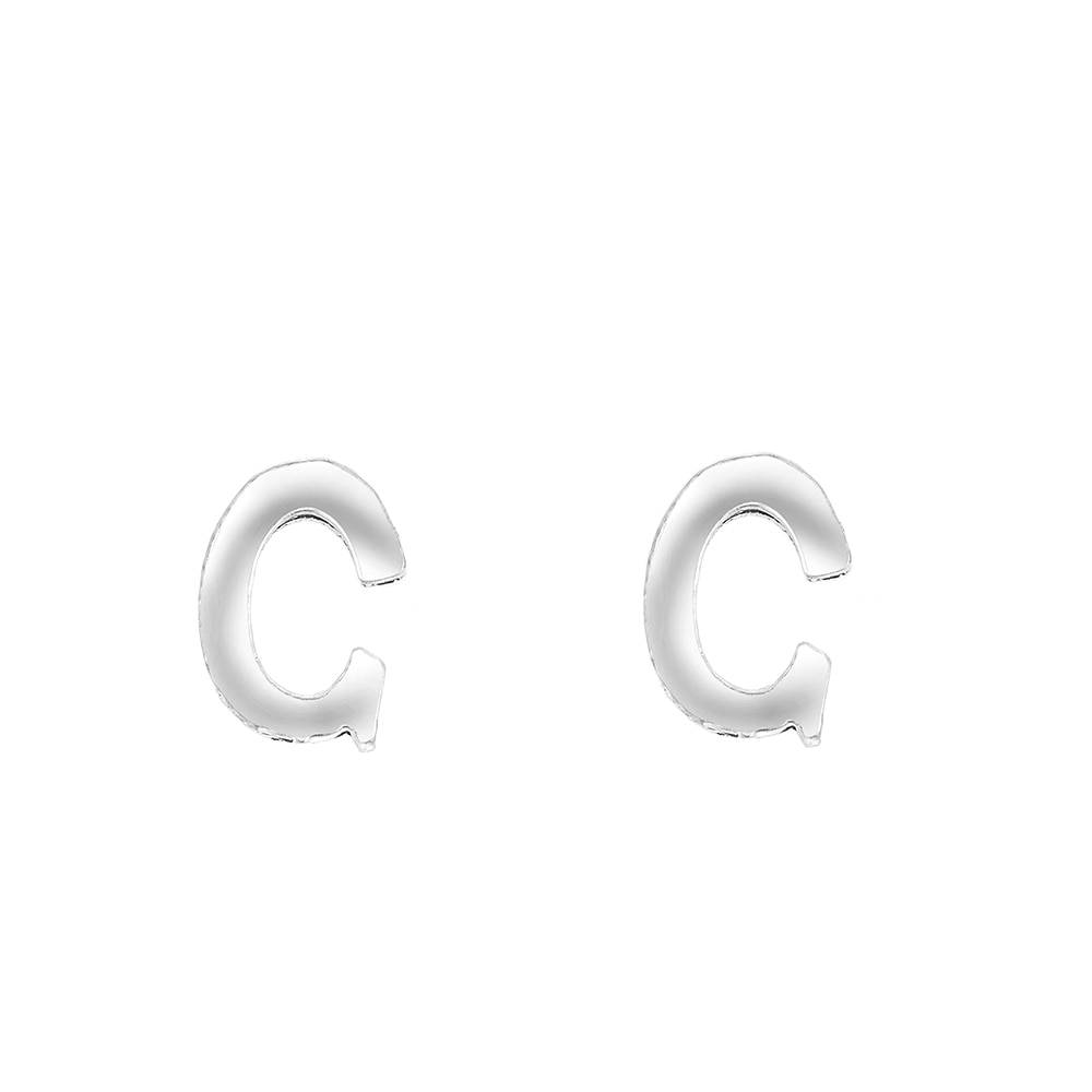 C Initial Stud Earrings Sterling Silver