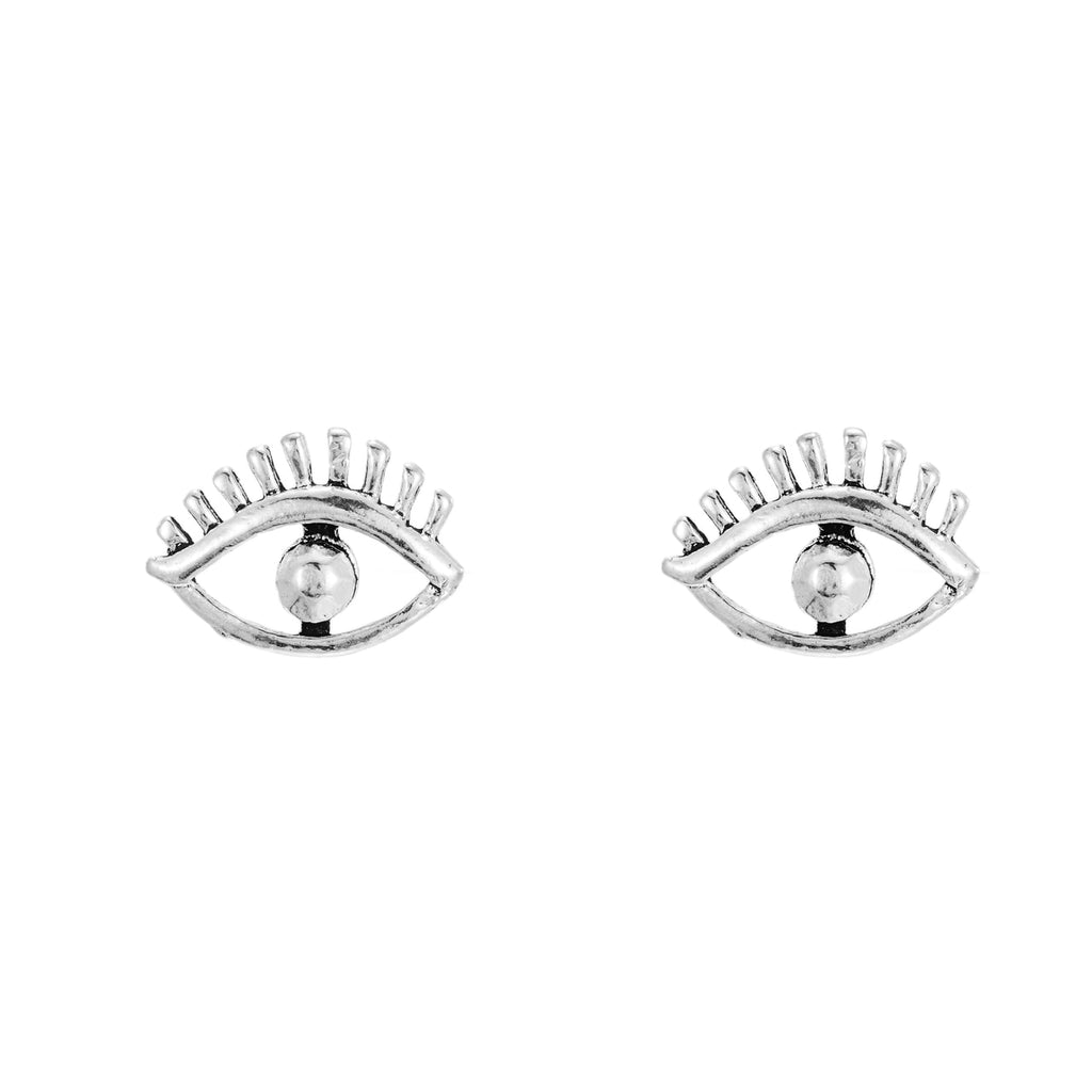 Sterling Silver Eye with Lashes Stud Earrings