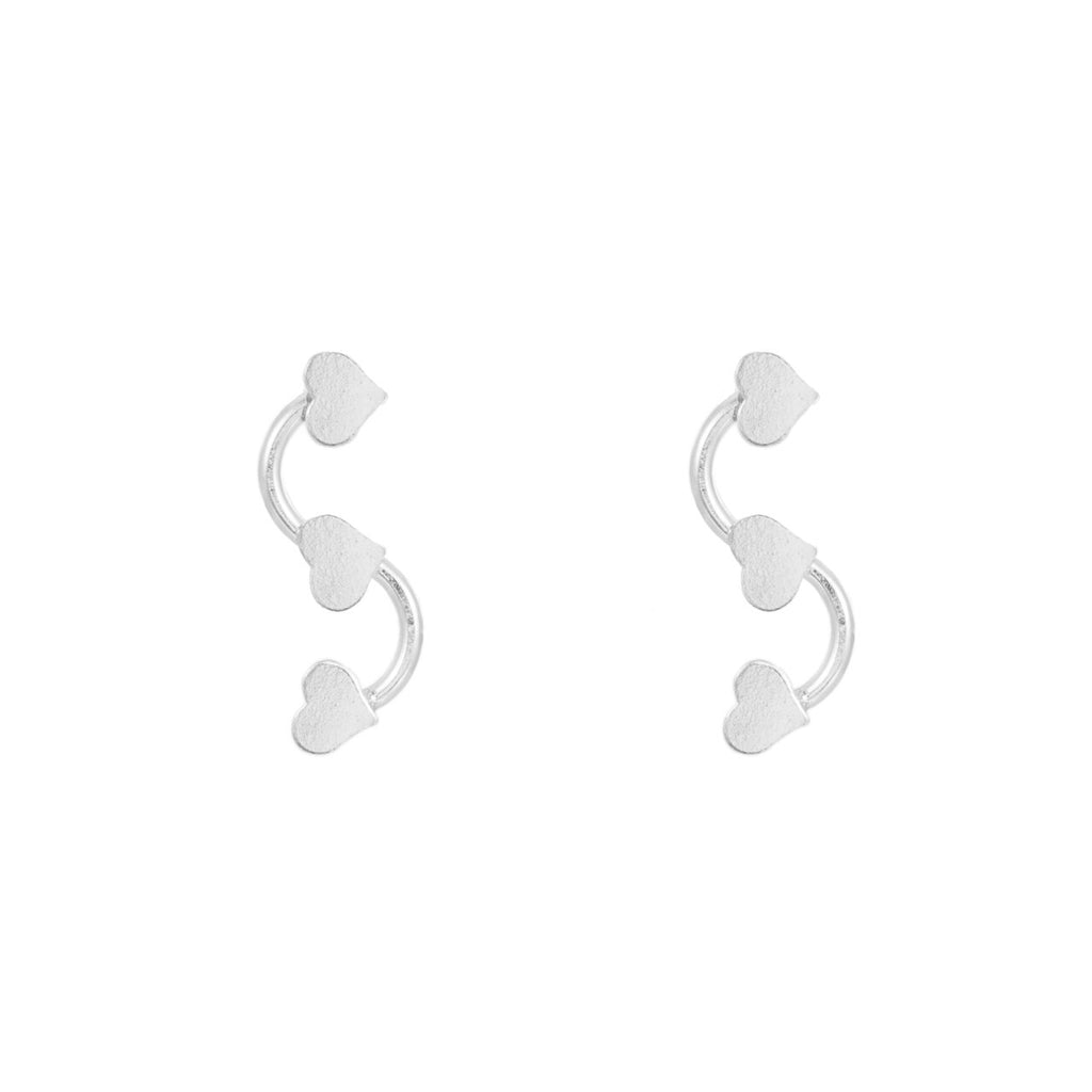 Sterling Silver Triple Heart Stud Earrings