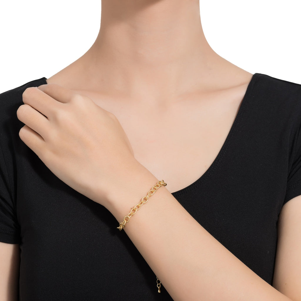 Stainless Steel Thick Rolo Chain Bracelet with CZ Clasp
