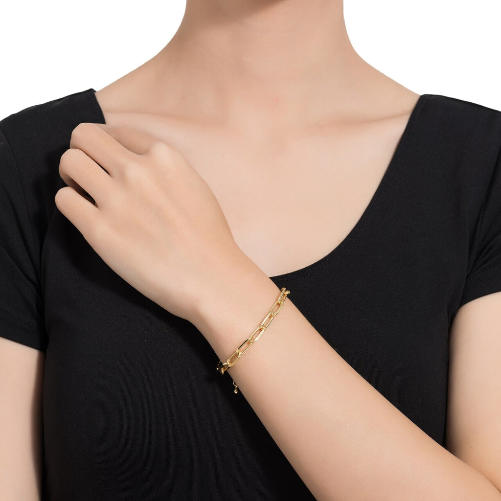 Stainless Steel Cable Chain Bracelet with CZ Clasp