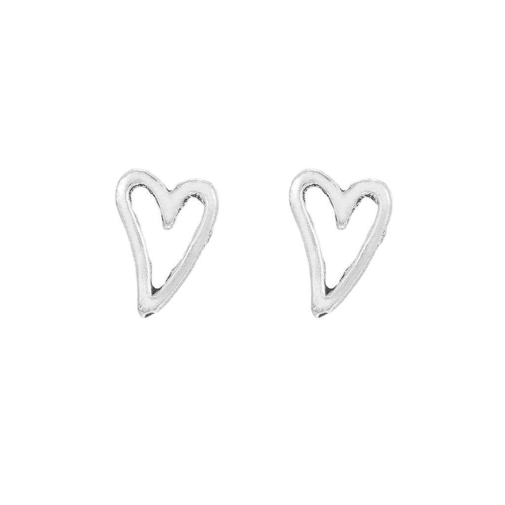 Sterling Silver Funky Heart Studs