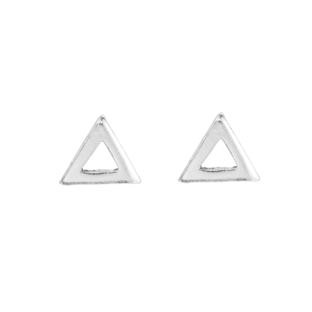 Sterling Silver Triangle Line Stud Earrings