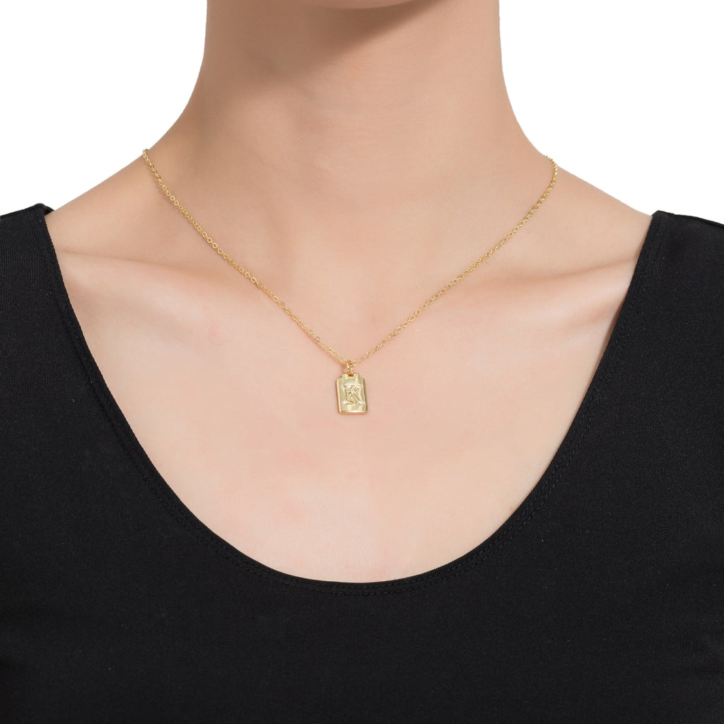 K Initial Plate Necklace