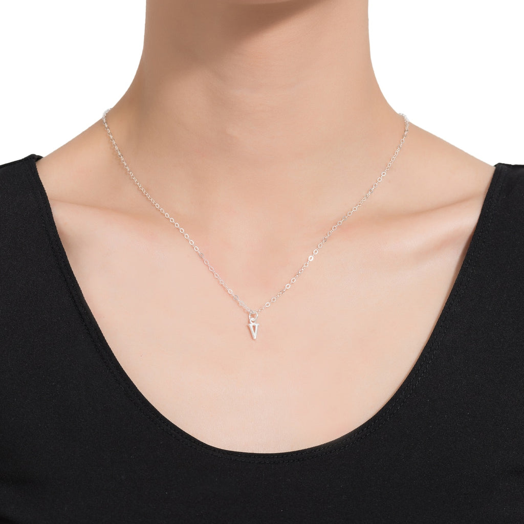 V Initial Sterling Silver Necklace