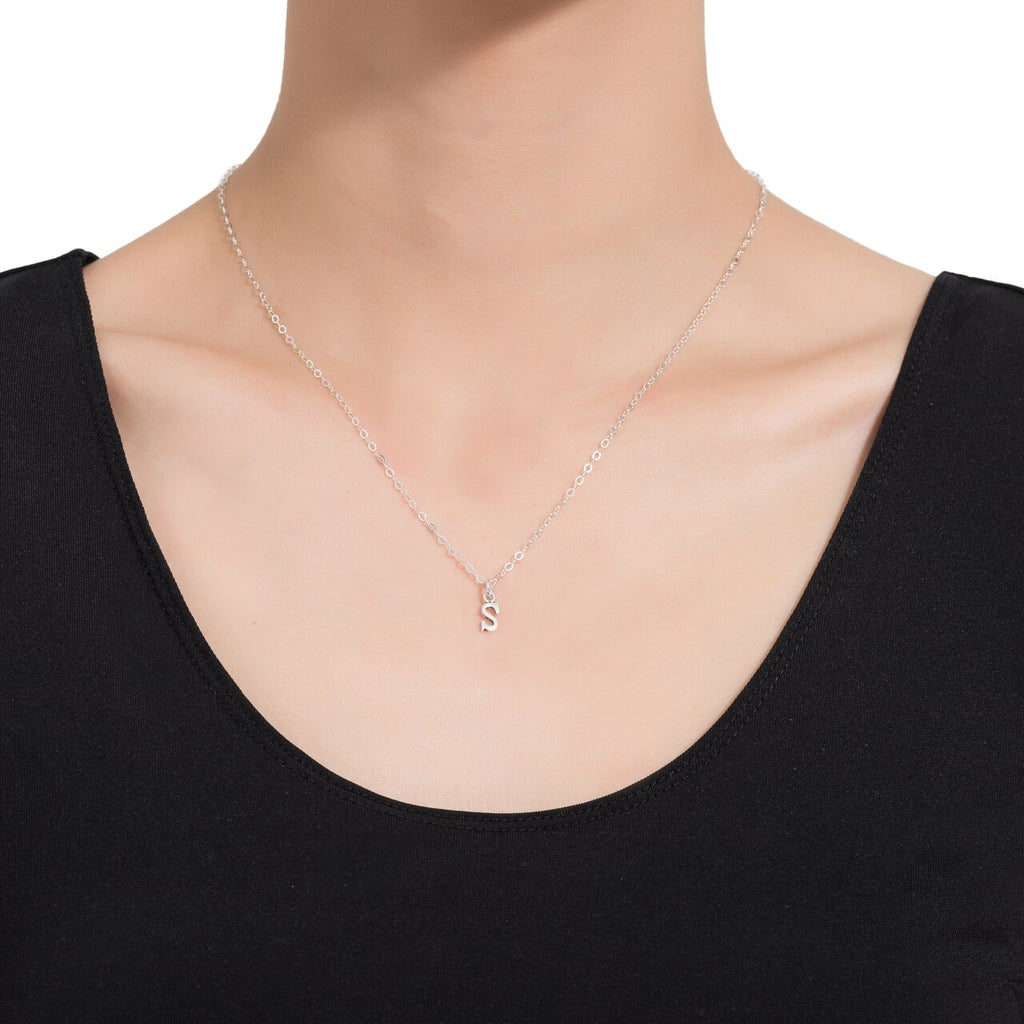 S Initial Sterling Silver Necklace