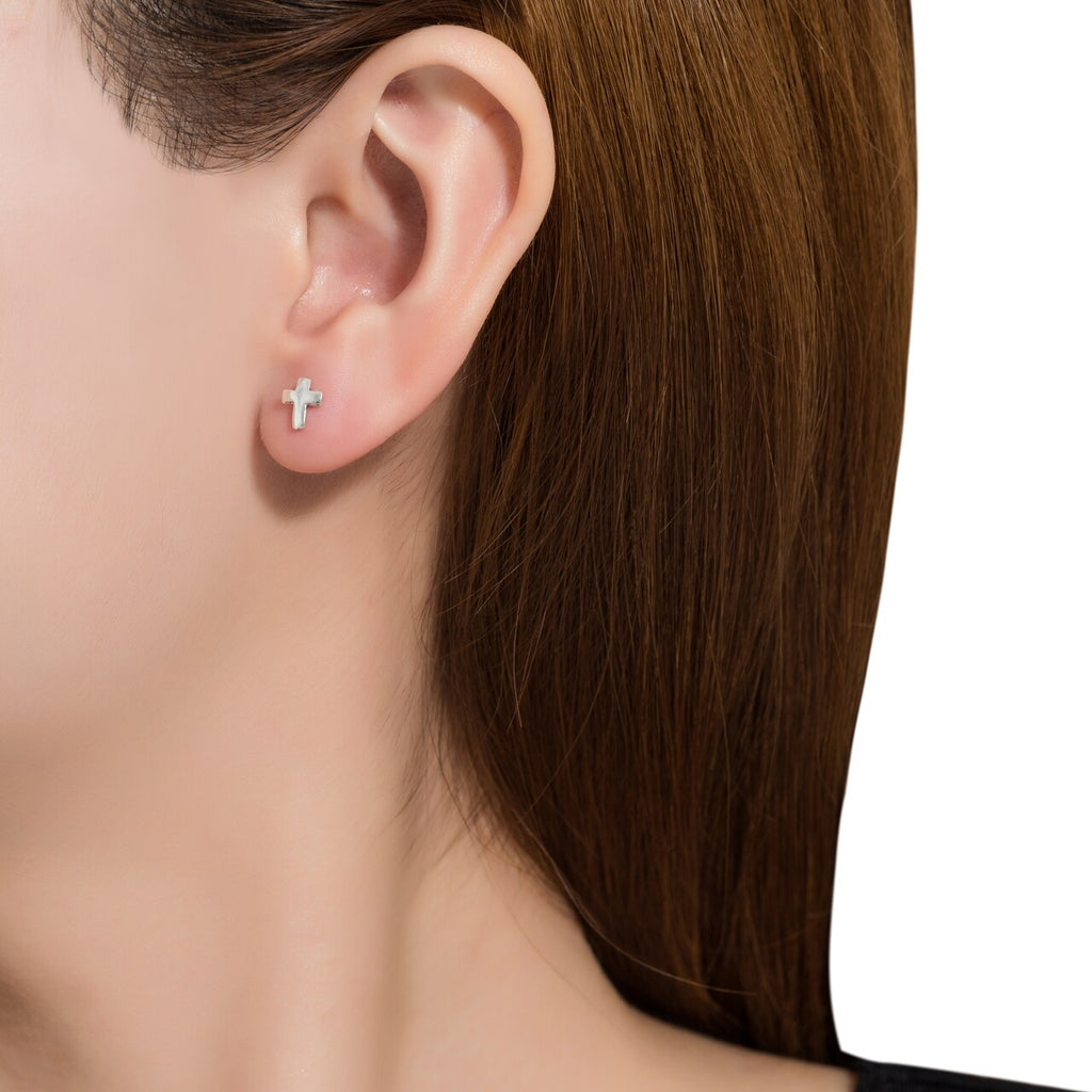 Sterling Silver Little Cross Stud Earrings