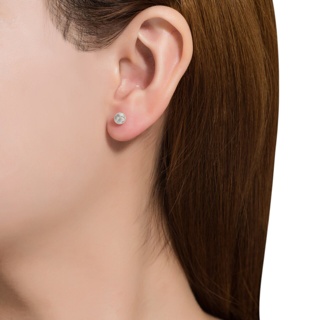  Sterling Silver Crater Full Moon Stud Earrings