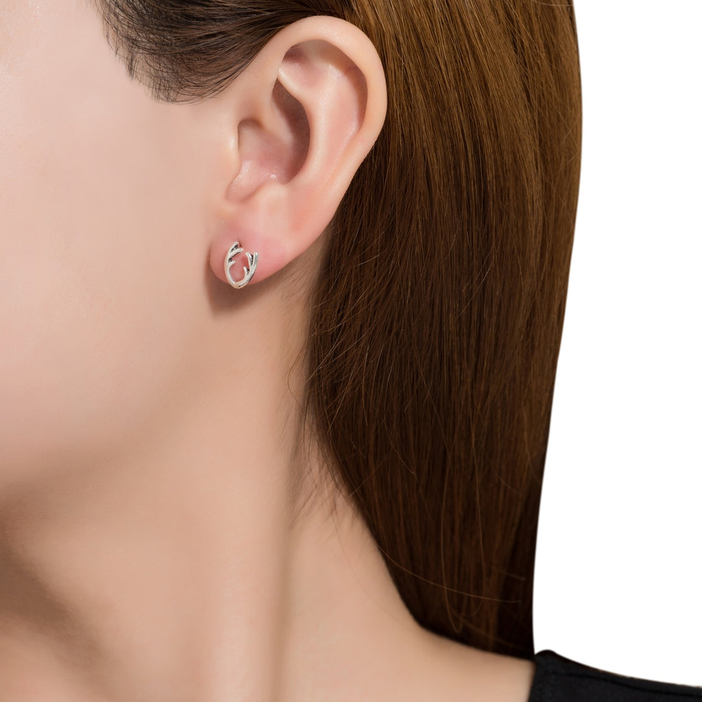 Sterling Silver Horn Stud Earrings