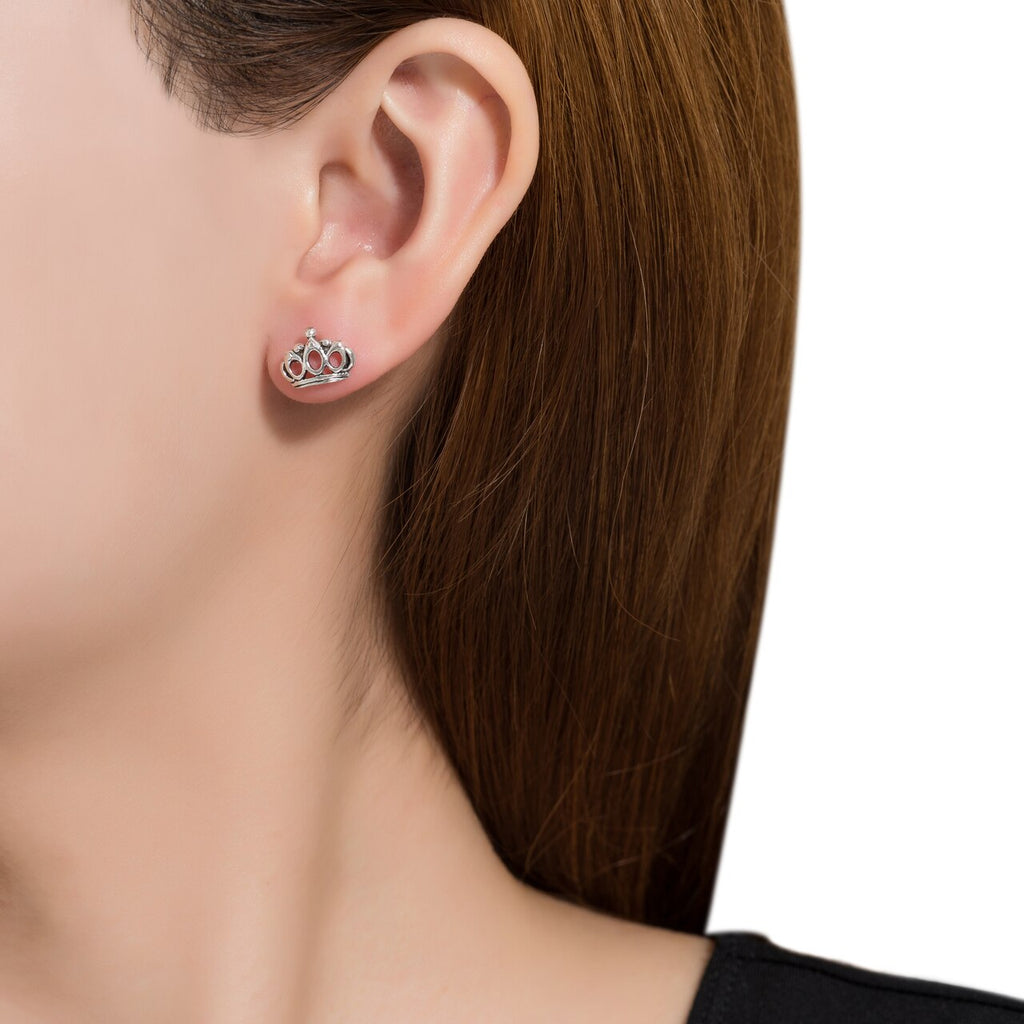 Sterling Silver Crown Studs