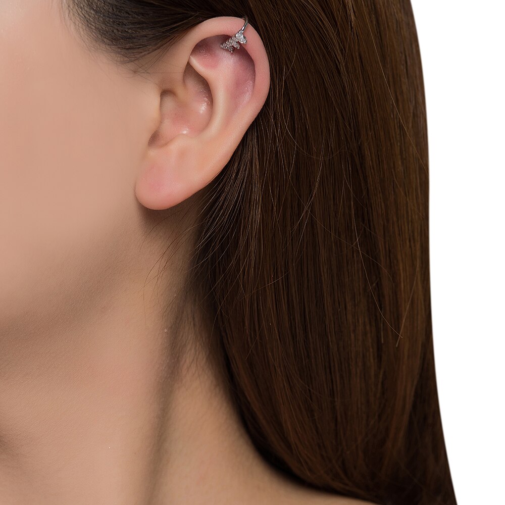 Sterling Silver CZ Pyramids Ear Cuff