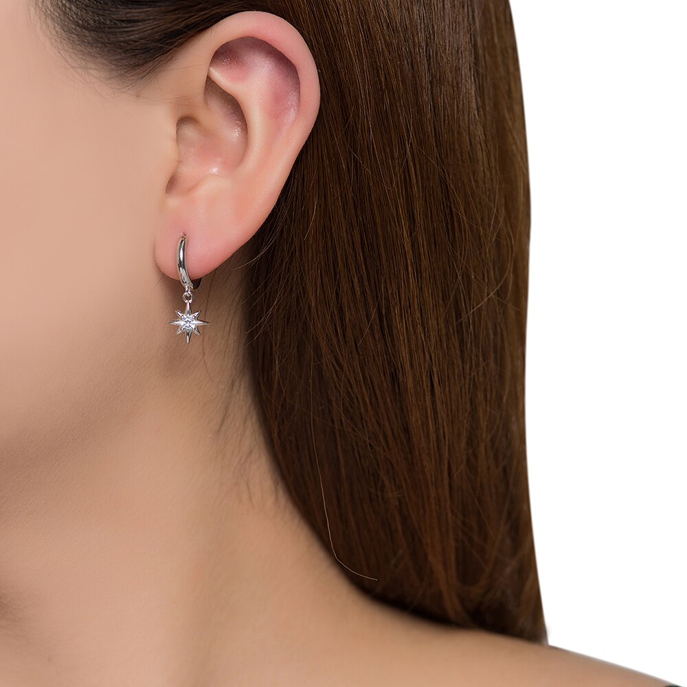 Sterling Silver Star Dangly Earrings