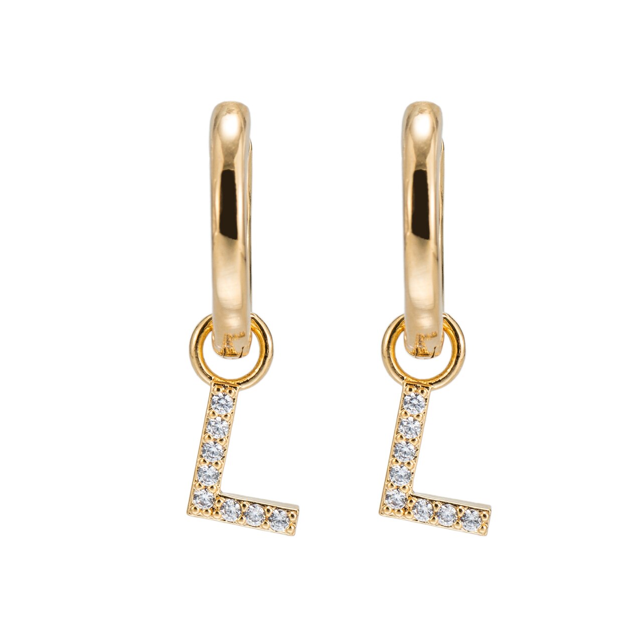 Plated Dangly L Initial CZ