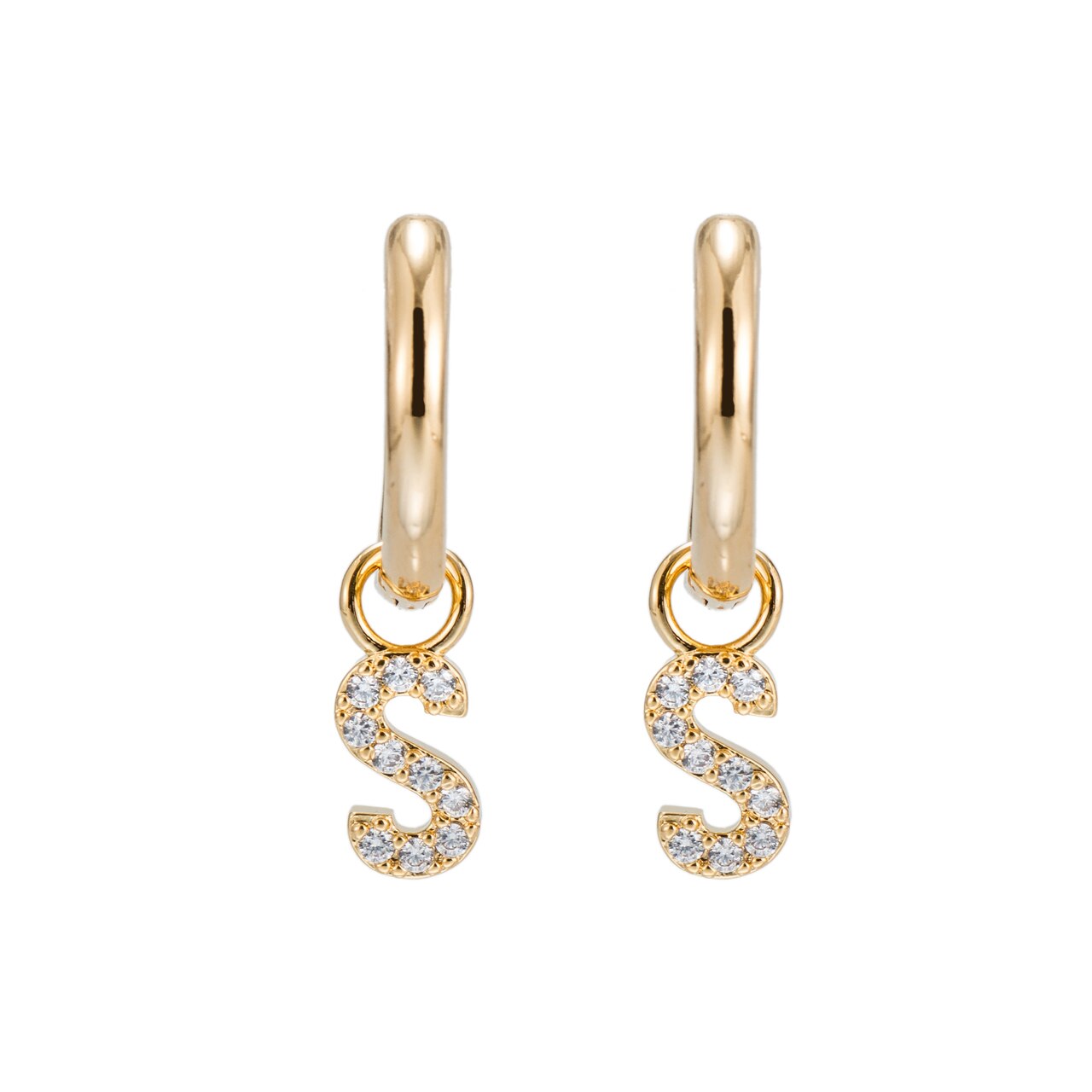 Plated Dangly S Initial CZ