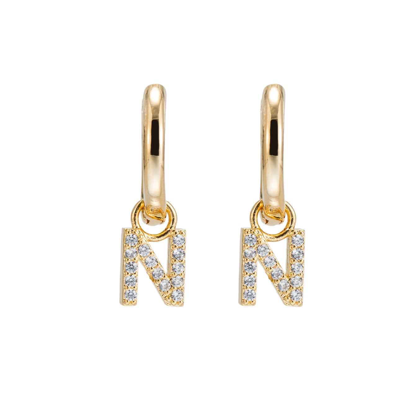 Plated Dangly N Initial CZ