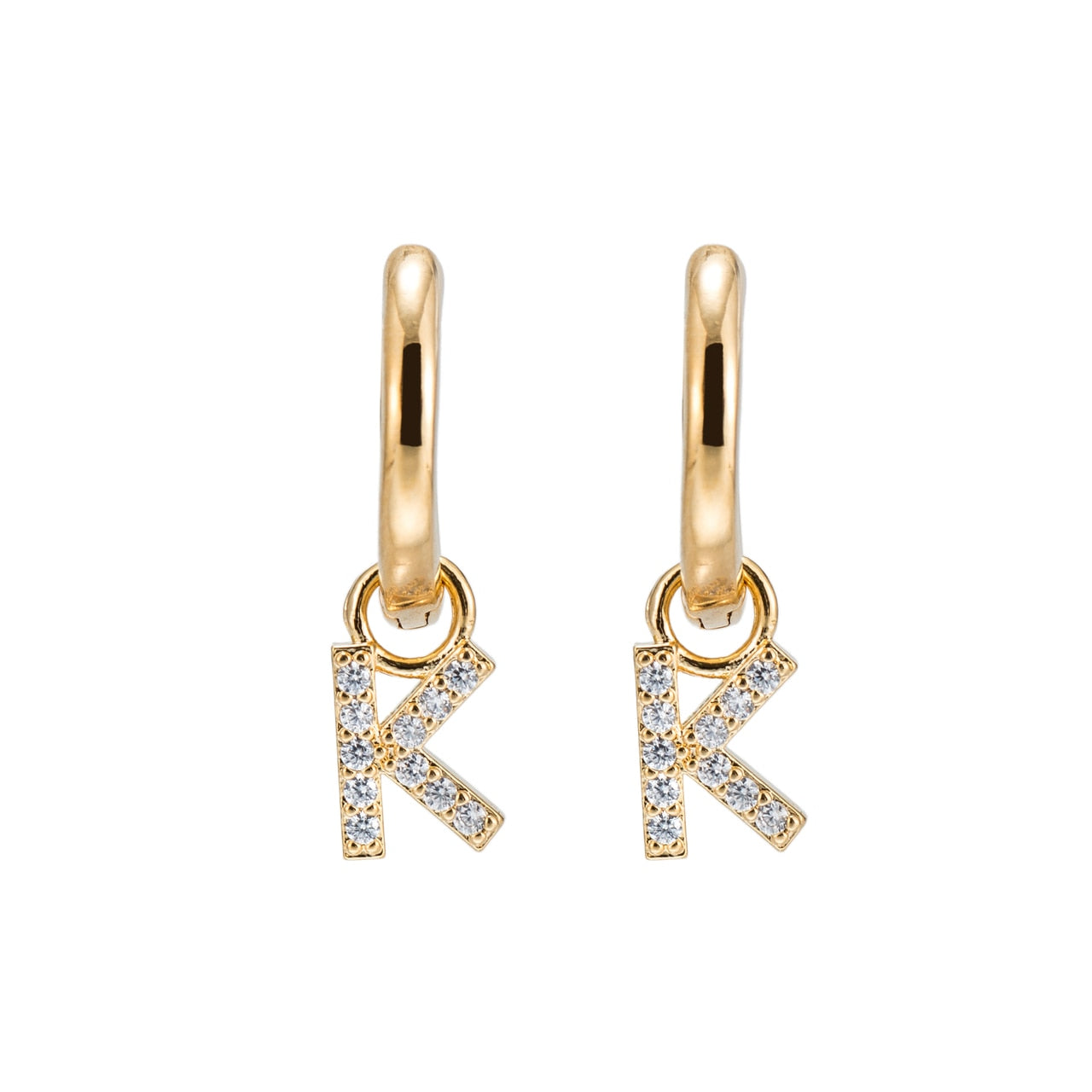 Plated Dangly K Initial CZ