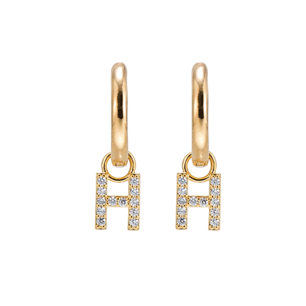 Plated Dangly H Initial CZ