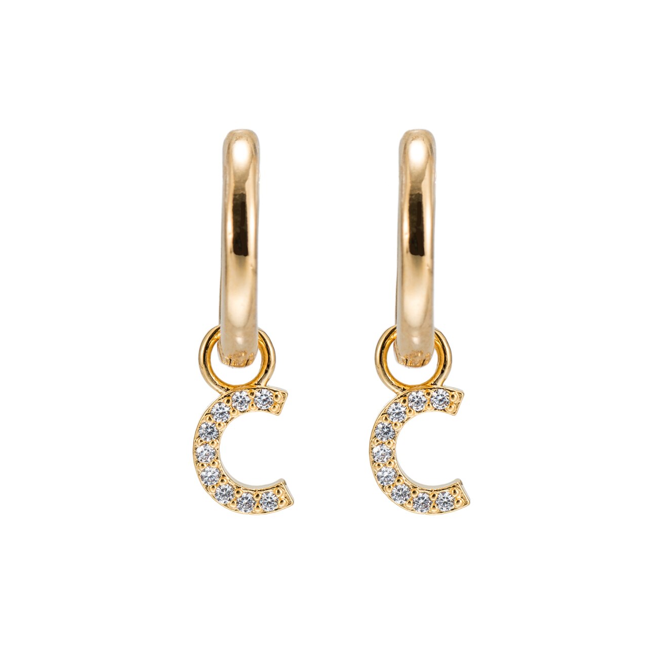 Plated Dangly C Initial CZ