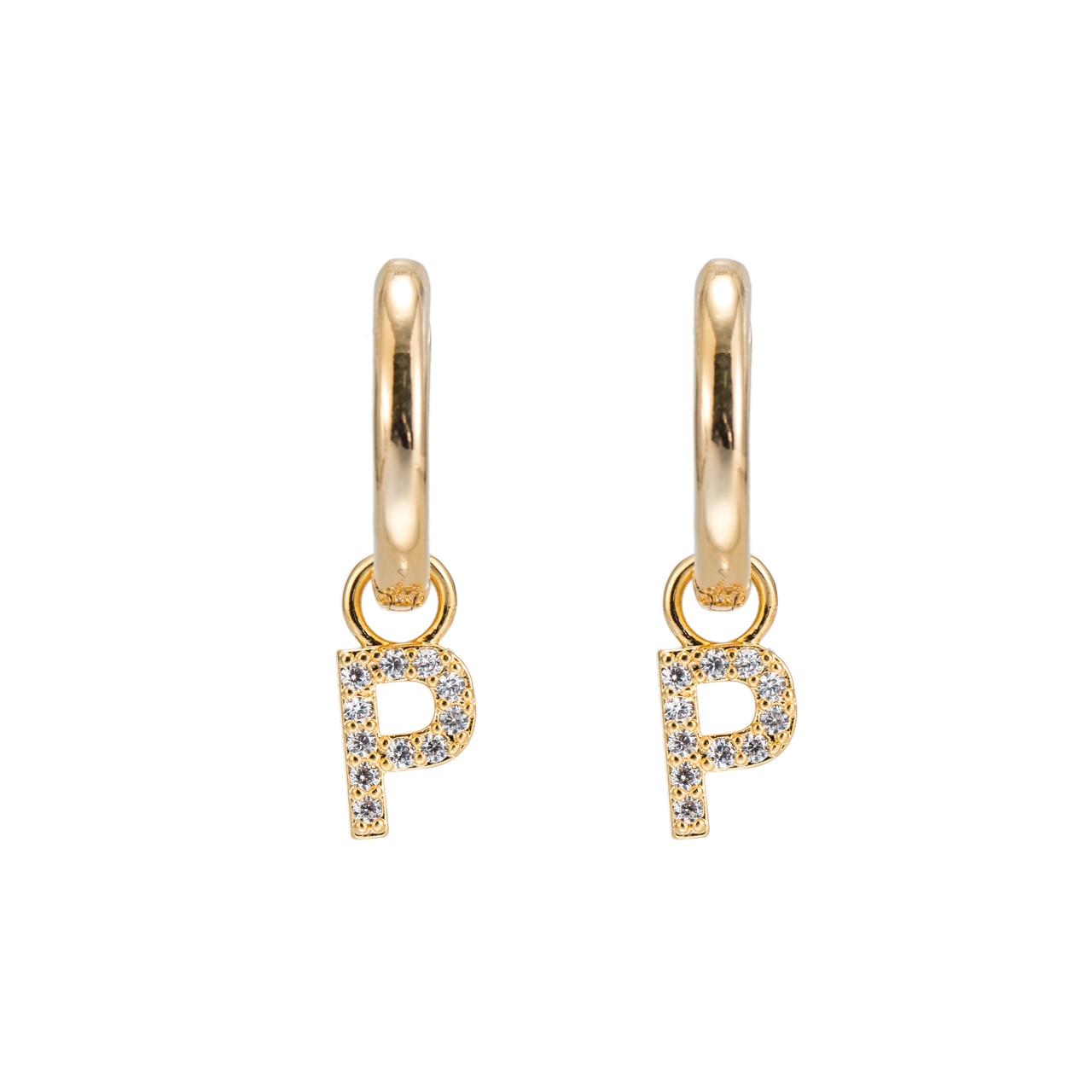 Plated Dangly P Initial CZ